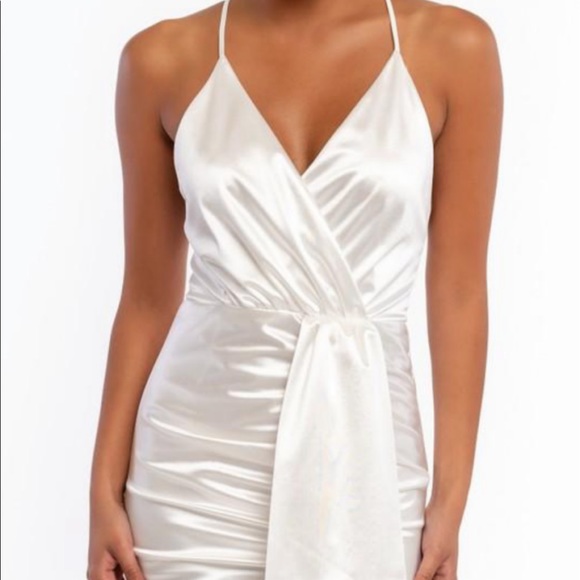 White stretch satin mini. Perfect for stagettes. - Picture 3 of 6